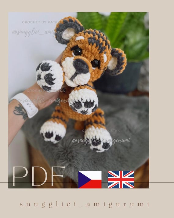Crochet Tiger Cub Pattern PDF | Amigurumi animal | Velvet Yarn Plushie