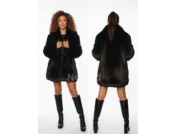 Black Faux Fur Coat – Oversized Winter Glam Outerwear