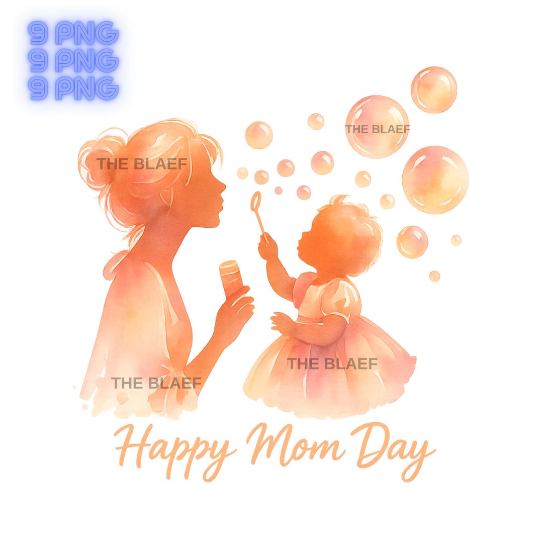 Happy Mom Day Clipart Set – Watercolor Mother and Child PNG Bundle ...
