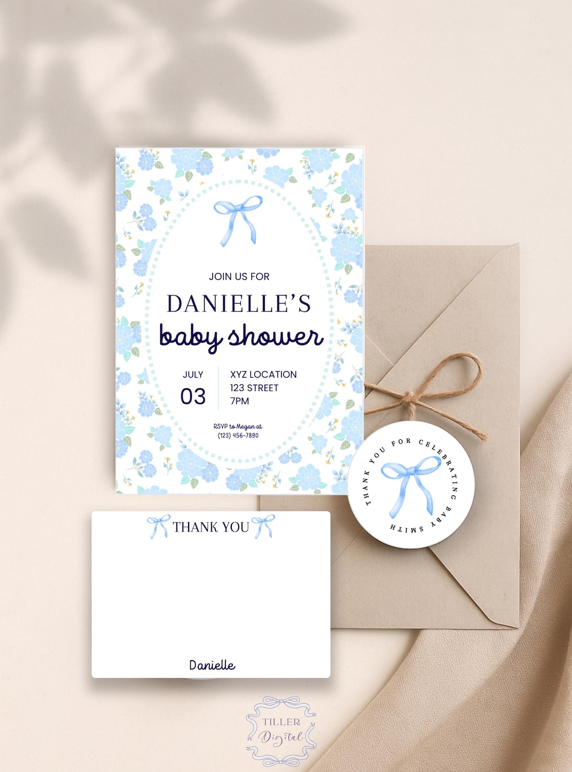 Editable Baby Shower Thank You Card Template | Shower Decor | Printable ...