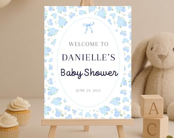 Baby Shower Willkommensschild Canva Vorlage | Bearbeitbares digitales Zeichen | Baby Shower Dekor zum Ausdrucken | Sofort Download