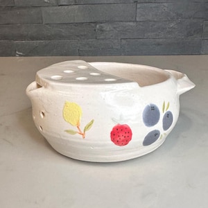 Hand thrown Fruit mug strainer