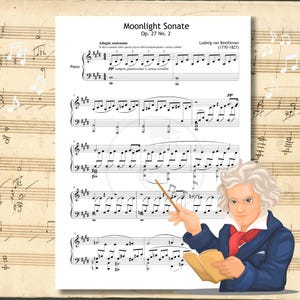 Moonlight Sonata – Complete Piano Edition – Op. 27 No. 2 – by Beethoven – PDF Sheet Music + Handwritten Facsimile