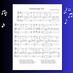 Scarborough Fair - Traditional English Folk Song Sheet Music for Piano, Voice and Instruments (Flute, Violin, Clarinet, Alto Sax, Cello)