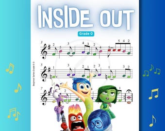 Inside Out - Grade 0 Very Easy Color-Coded Piano Sheet Music for Kids with Finger Numbers - Instant Digital Download Educational Resource