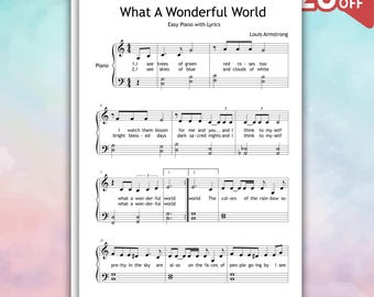 What A Wonderful World – Louis Armstrong / Spartito per pianoforte di 2° grado in PDF
