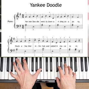 Yankee Doodle - Simplified Piano Sheet Music - Grade 1 Solo Arrangement - Beginner Patriotic Song PDF
