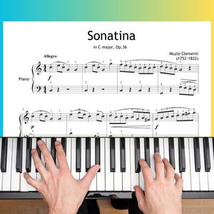 Clementi Sonatina No.1 - Educational Piano Sheet (Grade 2–3) | Finger Numbers + Color Notes + Bonus Versions