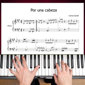 Por una cabeza - Piano Sheet PDF for Teachers | Simplified Tango for Grade 4-5 with Finger Numbers, Note Names, MP3 and Video