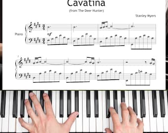 Cavatina – Stanley Myers - The Deer Hunter – Easy Piano Sheet Music PDF for Beginners with Note Names and Color-Coded Score