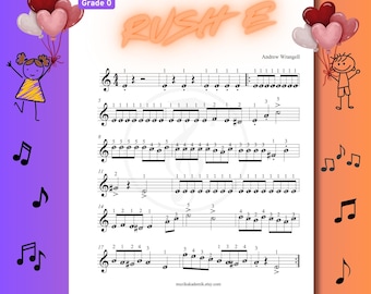 Rush E – Beginner Piano Sheet (Grade 0) | Color Notes + Finger Numbers + MP3 + Video | Fun Modern Piano Song for Kids