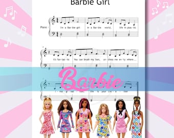 Barbie Girl | Easy Piano Sheet for Beginners Kids Self Learning Series ...