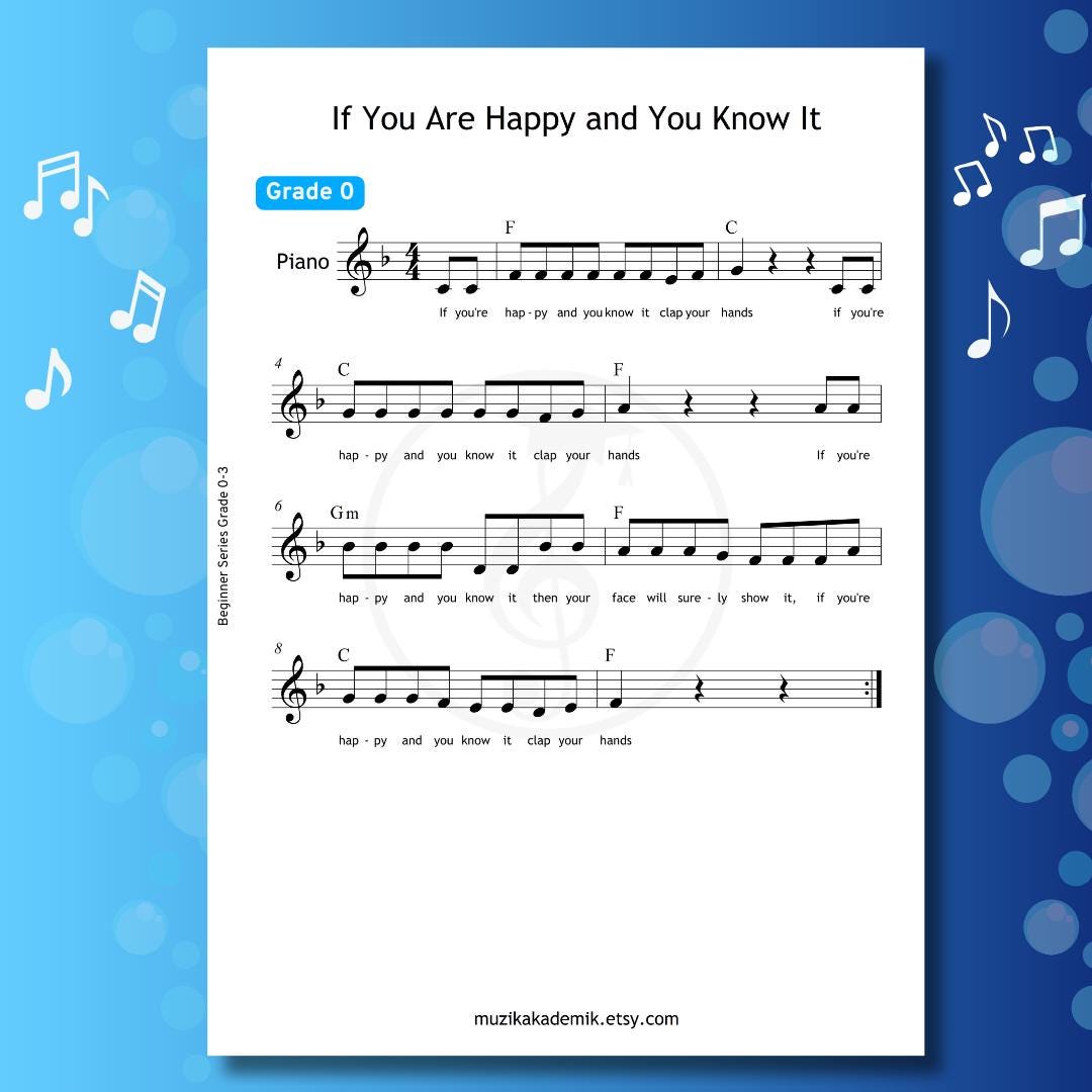 If You Are Happy and You Know It - Easy Piano Sheet Music | Grade 0 PDF