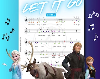 Let It Go Piano Sheet Music  Very Easy Grade 0 with Color-Coded Notes  MP3  Elsas Frozen Song