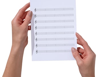 Printable Music Manuscript - Blank Staff Sheets with Treble Clefs, Bass Clefs - PDF for Music Teachers, Students