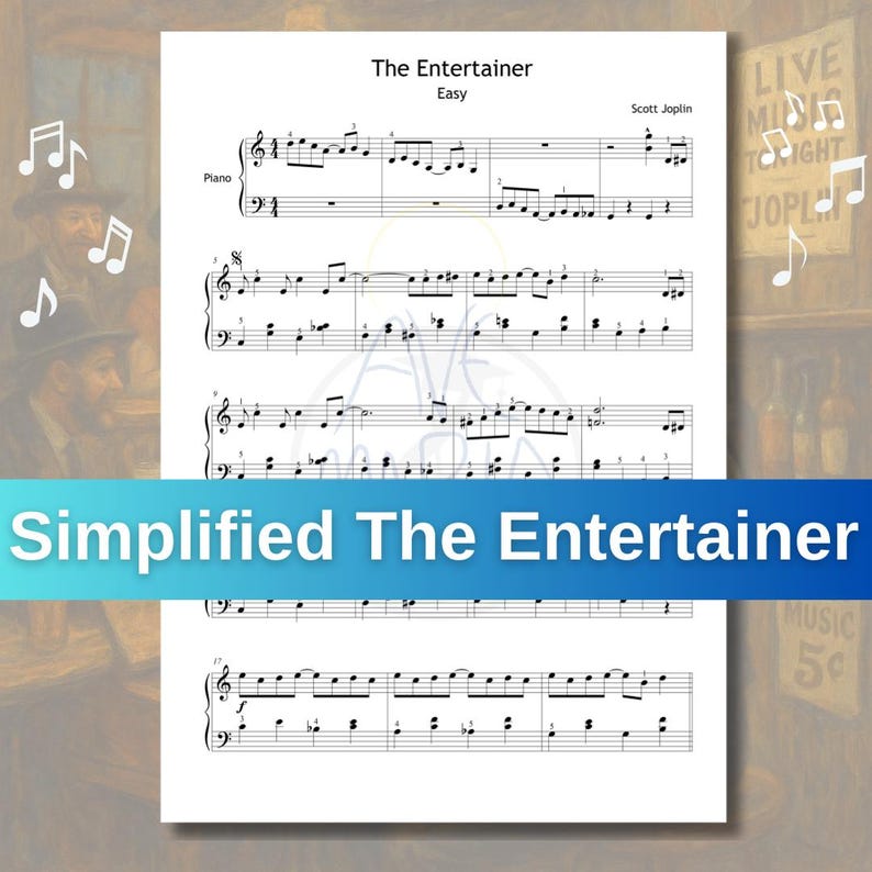 Scott Joplin – Simplified the Entertainer Easy Piano Sheet Music (grade ...