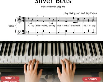 Silver Bells – Grade 3 Piano Sheet with Lyrics PDF | Jay Livingston & Ray Evans | Simplified Christmas Song