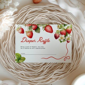 Strawberry Diaper Raffle Ticket: Berry Sweet Baby Shower Game