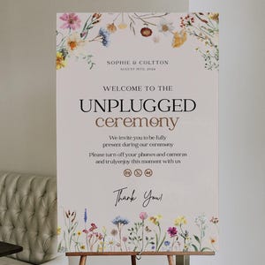 Floral Unplugged Wedding Sign: Boho Wildflower Ceremony (Template) #amara image 1