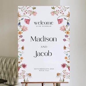 Floral Wedding Welcome Sign: Wildflower Template (Editable) #viona