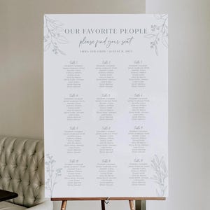Modelo de Mapa de Lugares para Casamento em Verde-Sálvia | Placa de Planta de Mesa | Atribuição de Lugares Editável | Placa de Lugares para Casamento em Verde #sagefloral