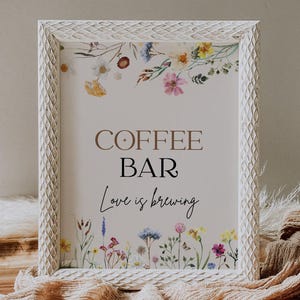 Coffee bar sign | Boho coffee bar sign | Floral wedding sign | Boho wedding sign template #amara