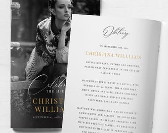 Women Funeral Program Template, Order of Service Template, Obituary Template #fnrlwt