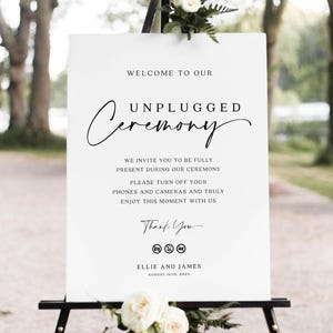Unplugged Ceremony Sign Template | Editable Wedding Sign Printable | Minimalist No Phones Sign #morea