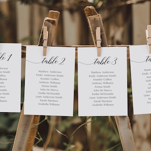 Elegant Calligraphy Wedding Seating Chart Template (4x6 & 5x7 Digital Download) #scr025