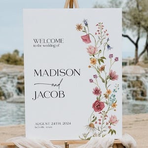 Wildflower Wedding Welcome Sign Template: Boho Floral (Digital Download) #viona