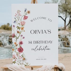 Floral Birthday Welcome Sign Template: Editable Party Sign  #viona