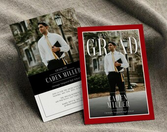 Magazine Cover Graduation Invitation:  Photo Graduation Party Announcement