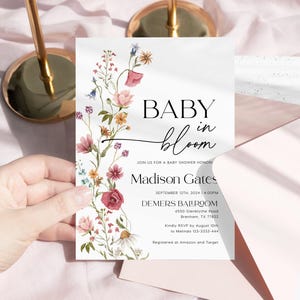 Baby in Bloom Invitation, Editable Wildflower Baby Shower Invitation Template #viona image 10