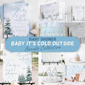 Baby, it&#39;s Cold Outside Baby Shower Bundle with 25 Templates Included | Winter Baby Shower Printable Template #blueww