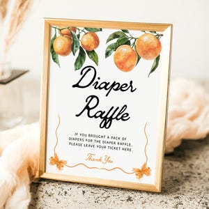 Orange Baby Shower Diaper Raffle Sign (Digital Download) #orn25