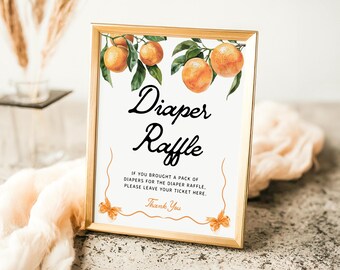 Orange Baby Shower Diaper Raffle Sign (Digital Download) #orn25