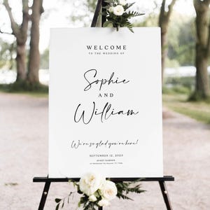 Hochzeit Willkommen Schild Vorlage | Bearbeitbares minimalistisches Willkommensposter | Modernes elegantes Hochzeitsschild #morea
