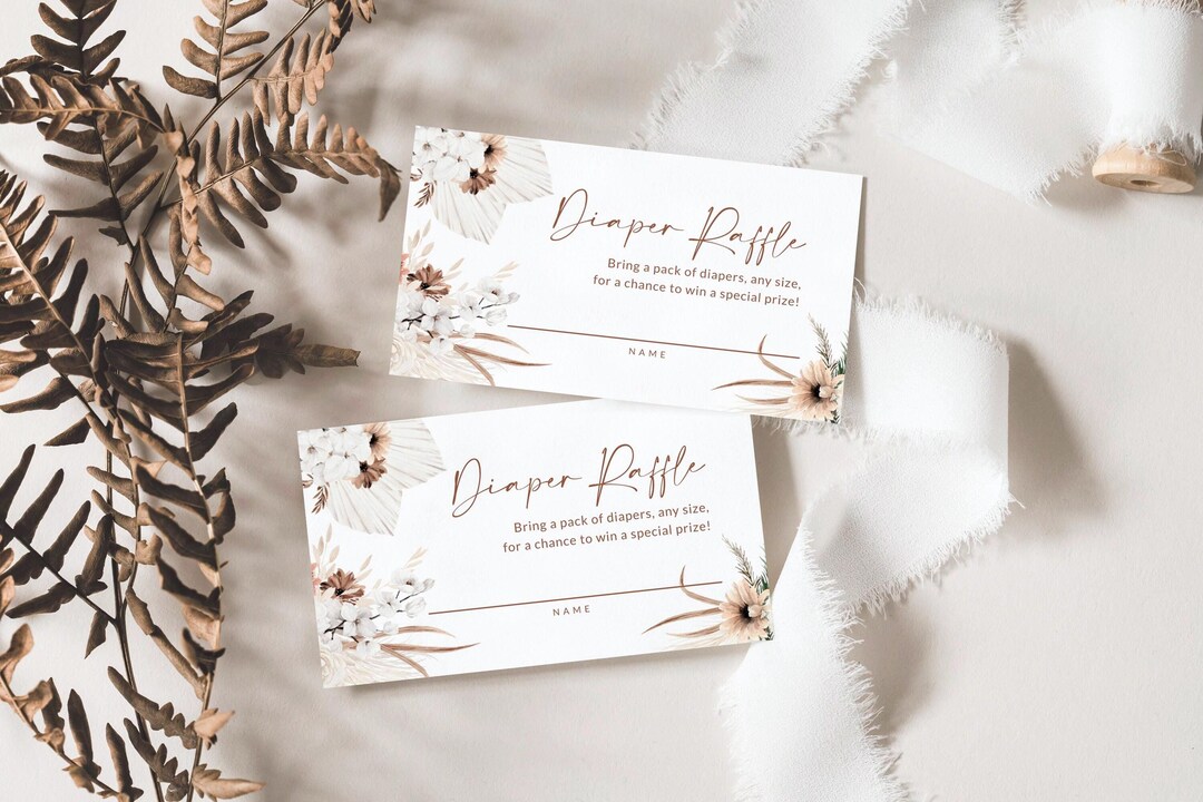 Boho Diaper Raffle Tickets: Pampas Grass Baby Shower Game (digital ...
