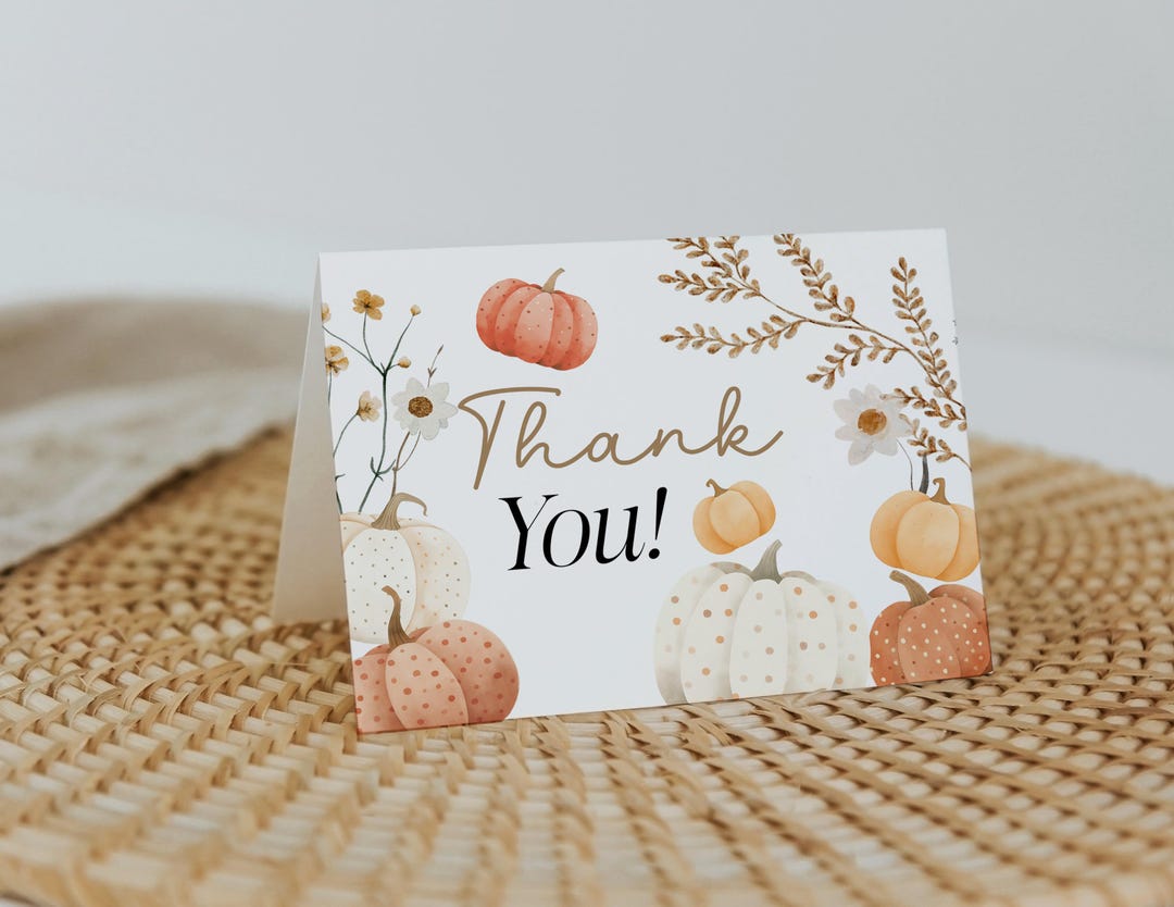 Fall Pumpkin Baby Shower Thank You Card | Autumn Baby Shower Thank You ...