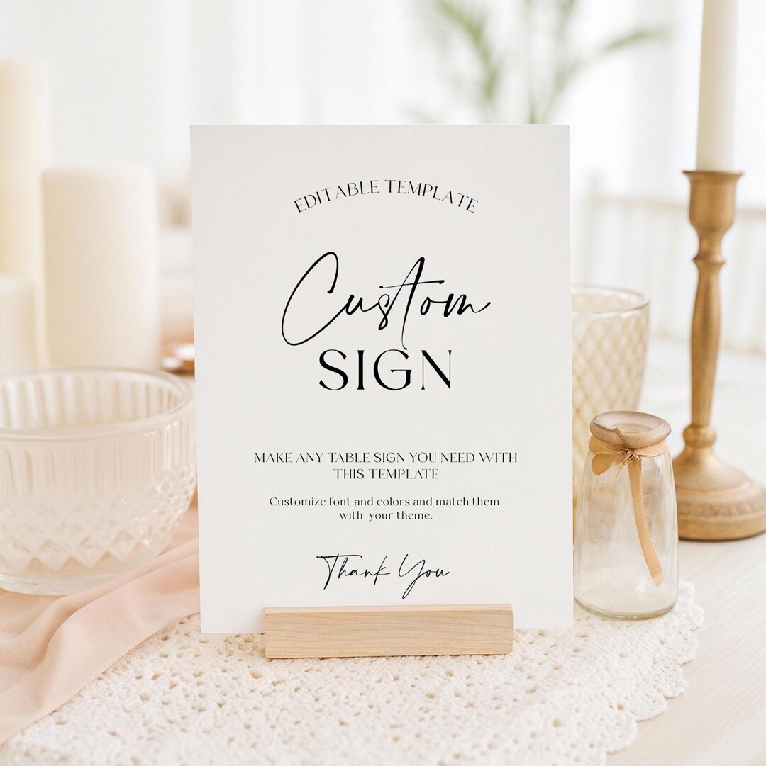 Editable Custom Table Sign: Printable Wedding or Shower Sign Template # ...