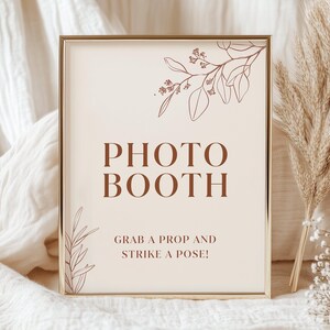 Photo Booth Sign Template | Printable Wedding Photo Prop Sign |Minimalist Boho Wedding Sign #herbal