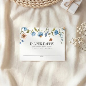 Blue Wildflower Baby Shower Invitation Set: Baby in Bloom Invite, Editable Templates Bundle #bl026 image 3