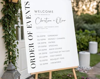Order of Events Template: Minimalist Wedding Timeline Sign #sim021