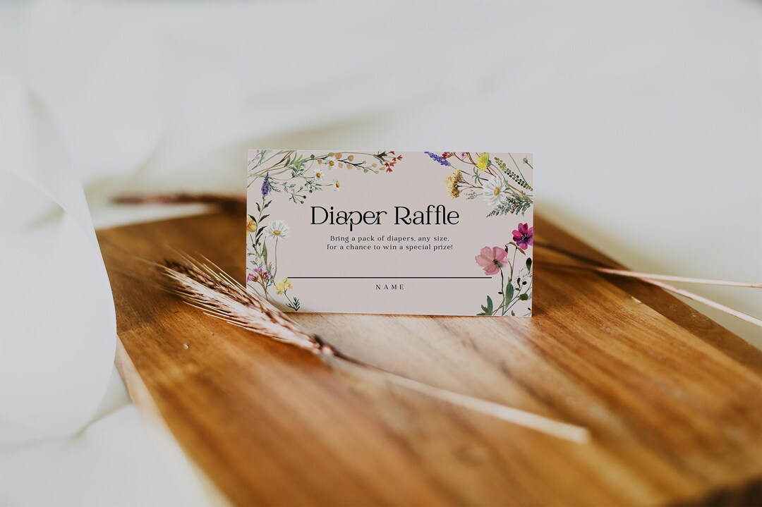 Boho Wildflower Diaper Raffle Ticket Template (digital Download) #amara ...