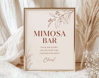 Mimosa Bar Sign Template | Wedding Drink Station Sign | Editable Bridal Shower Bar Sign #herbal