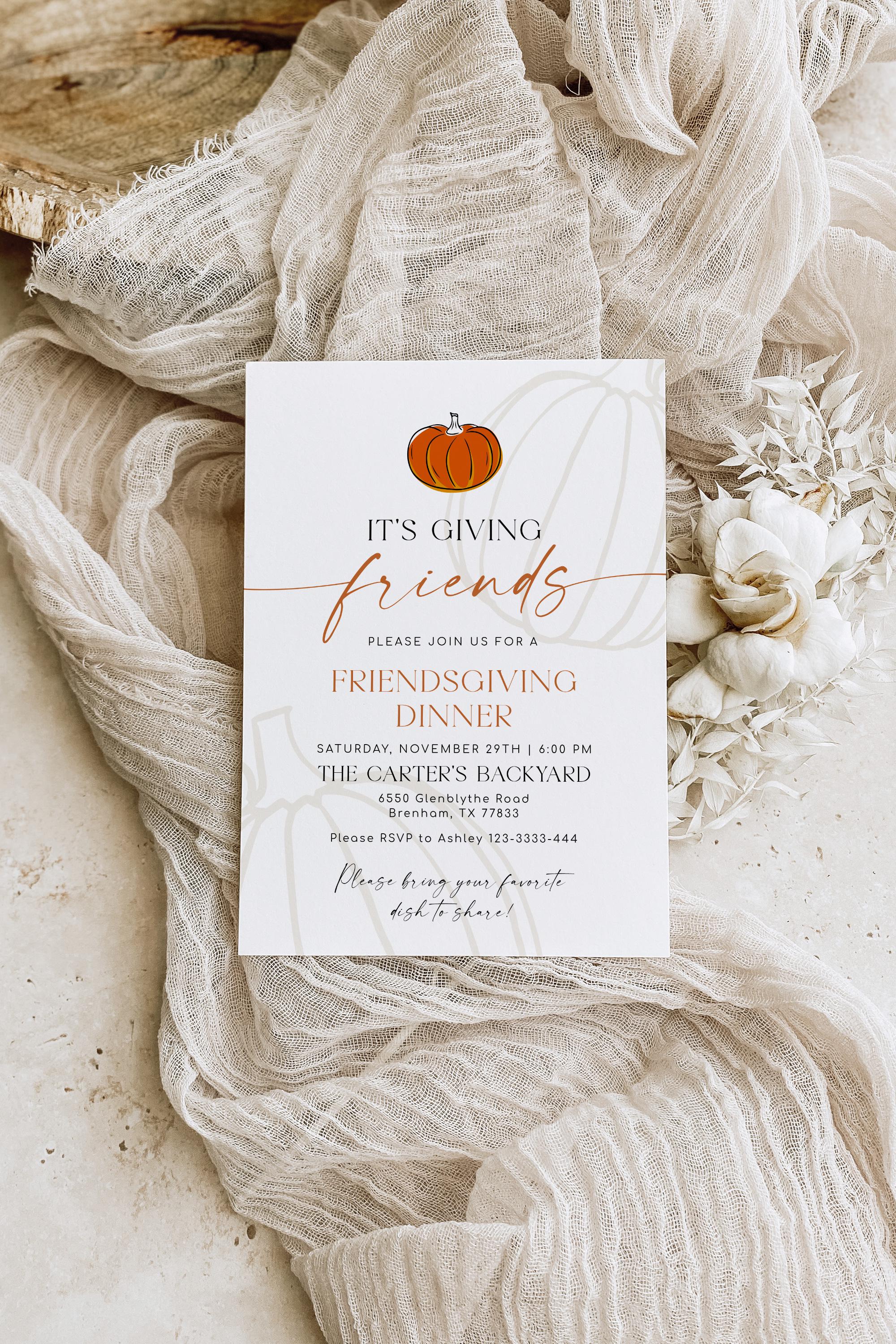 Editable Friendsgiving Invitation Template: 'it's Giving Friends ...