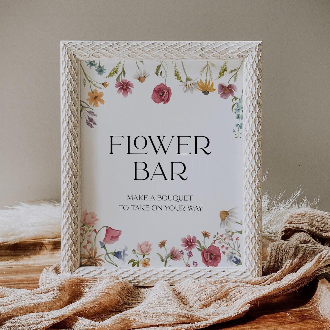 Flower Bar Sign Flower Bar Sign Template Floral Bridal Shower Sign