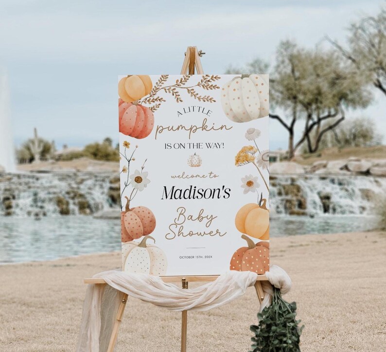 Little pumpkin baby shower templates bundle with all templates you need to hos an fall pumpkin baby shower