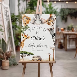 Baby shower Welcome sign | Safari baby shower sign | Editable welcome sign template #saf25