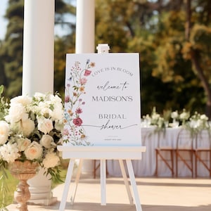 Love Is in Bloom Sign, Floral Bridal Shower Welcome Sign Template, Spring Summer Wildflowers #viona image 8